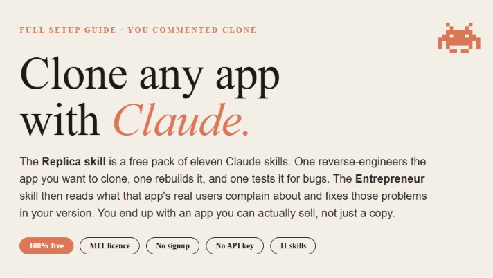 FREE - Clone any app with Claude